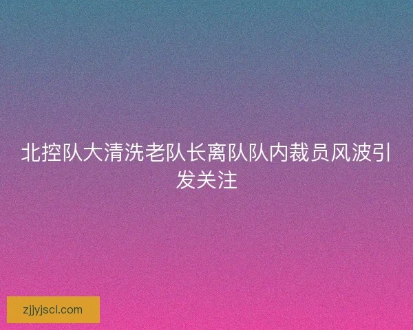 北控队大清洗老队长离队队内裁员风波引发关注
